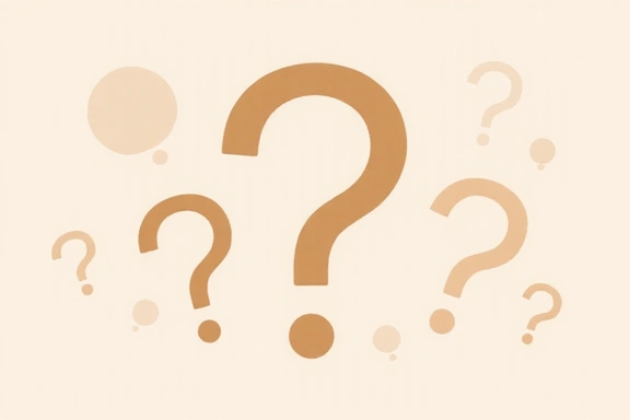 Clean, minimalist image with question marks and thought bubbles representing FAQs